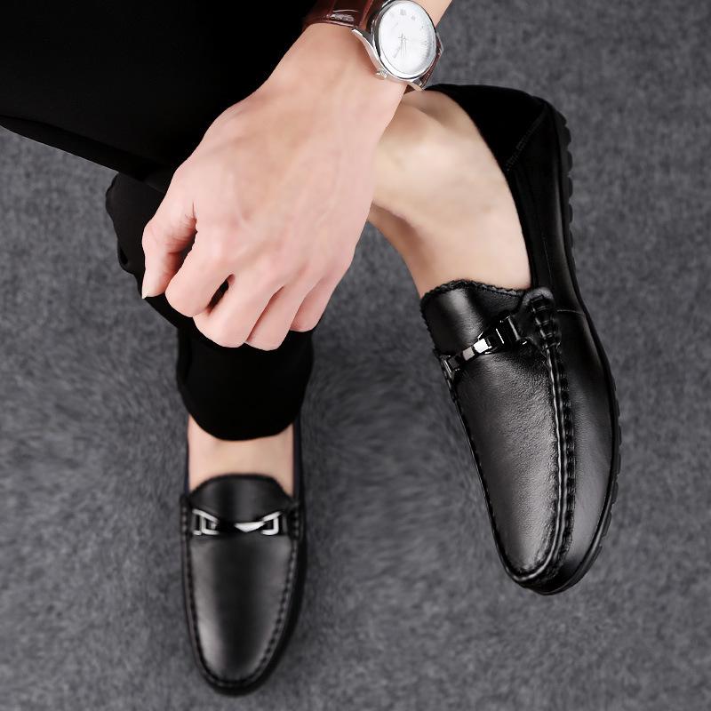 Men's Fashionable Cowhide Loafers - Breathable, Soft Sole Casual Driving Moccasins