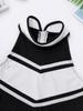 Kids Cheerleading Outfit 2Pcs Girls Dance Cheerleading Stage Performance Costumes Sleeveless Tops with Skirt