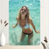 Blonde Sexy Woman In White Bikini Swimming In Crystal Clear Turquoise Ocean D Flat HD Metal Picture Wall Art Decor for Bedroom