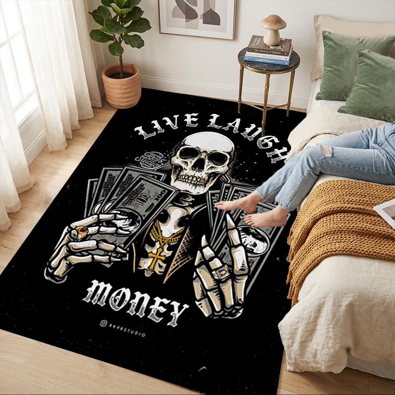 Skull Money Living Room Nonslip Area Rug Soft Carpet For Bedroom Game Playroom Sofa Office Home Decor Doormat Christmas Gift C926187