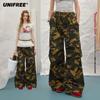 American Retro Camo Print Loose Wide-Leg Casual Pants