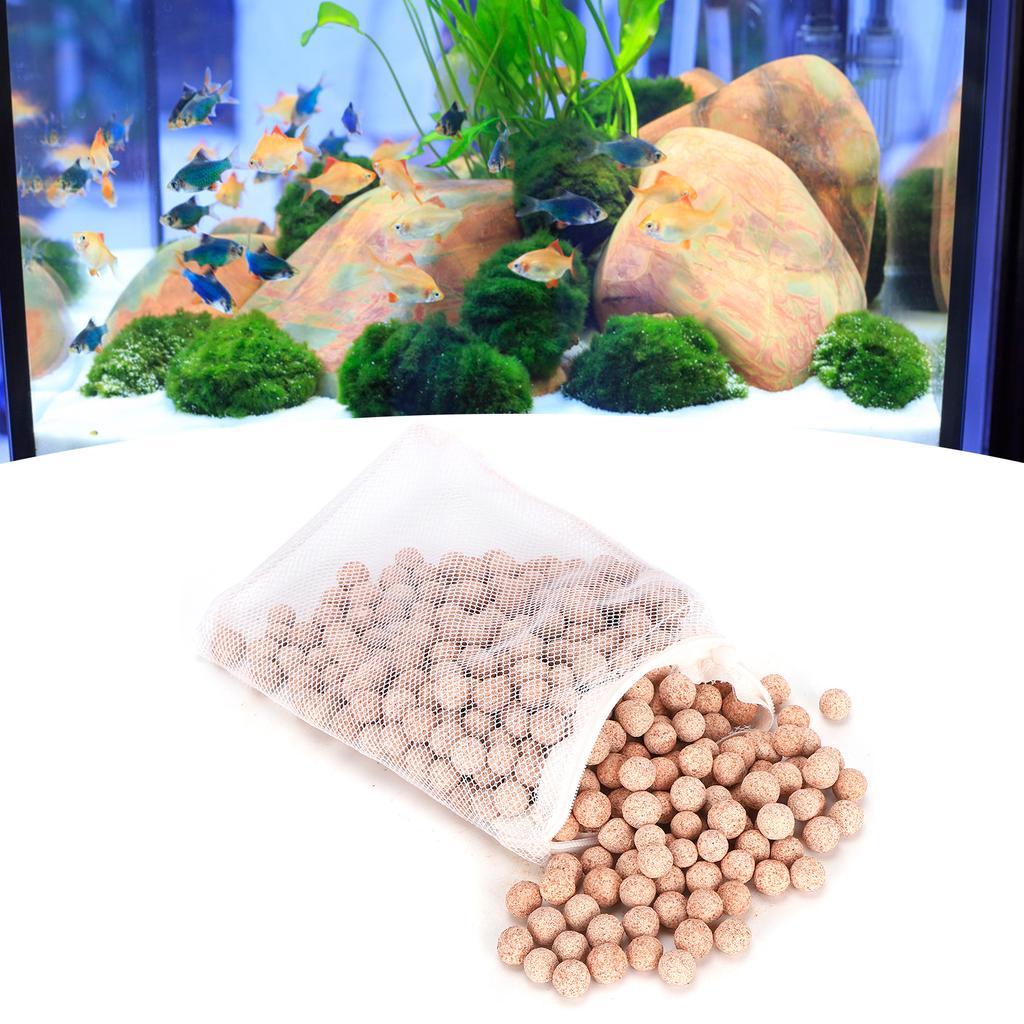 Aquarium Fish Hollow Filter Quartz Sphere Bio Media Accessories for Filtration Ceramic Filtering s with Fine Mesh Bags Water Cleaning