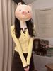 Korean Style Yellow Fake Two-Piece Long-Sleeve Slim-Fit T-Shirt for Women - Spring Casual Design