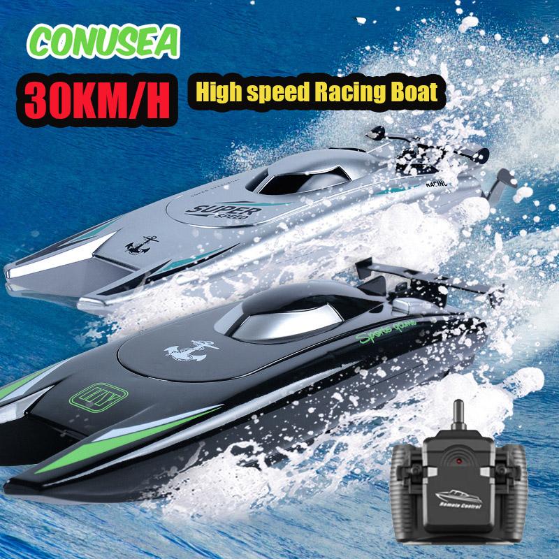 30km/h Racing Boat 2.4g Radio Controlled Rc Boat High Speed Speedboat 20mins 2ch Dual Motor Waterproof Ship Boys Christmas Gift