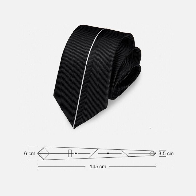 6cm Slim Ties Fashion Business Black Striped Mens Necktie Formal Male Tie