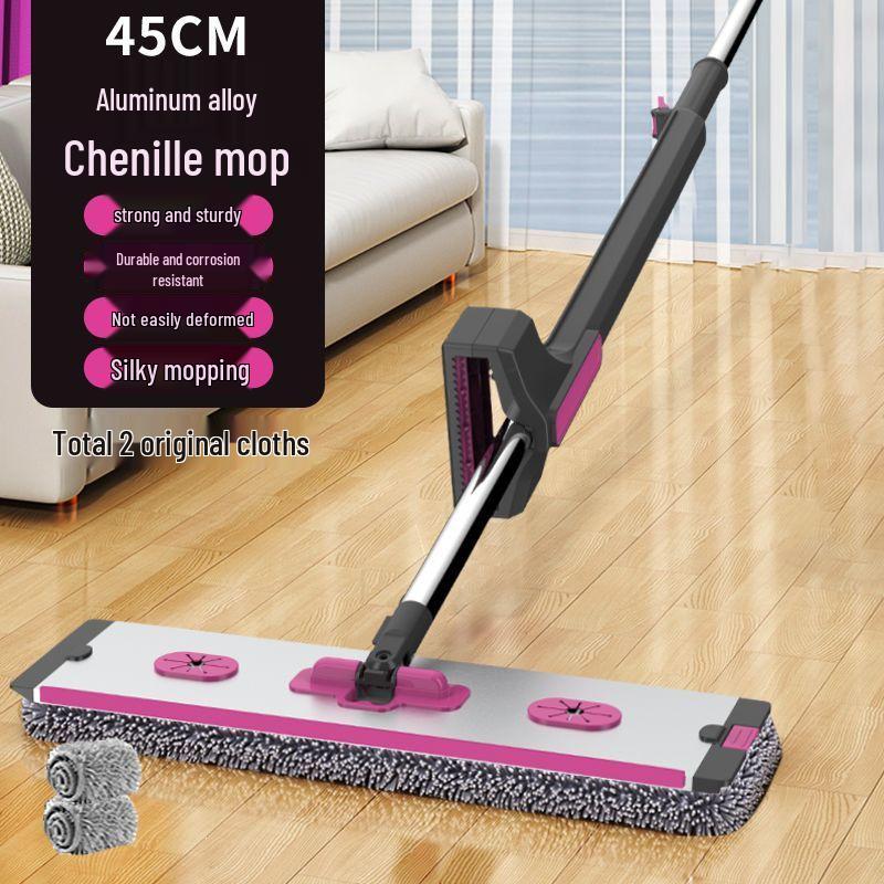 Lazy Person's No-Hand-Wash Flat Mop: Dual-Use Wet & Dry, Moisture & Water-Absorbing Floor Cleaning Tool.