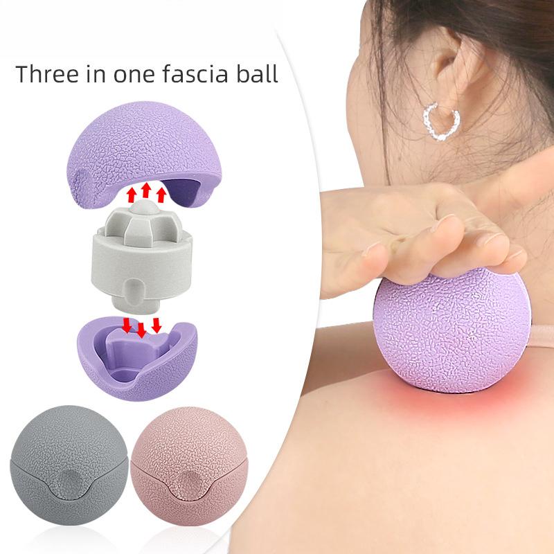 3-In-1 Massage Ball TPE Fascia Ball Handheld Massager Yoga Fitness Muscle Relaxation Rolling Ball Removable
