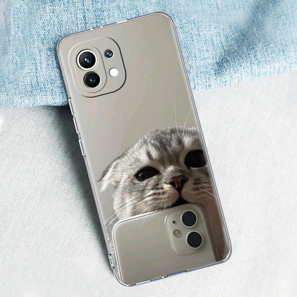 Case For Xiaomi Mi 15 14 13 12 11 Lite 15T 13T 12T Pro Poco X7 X6 X5 Pro 5G X3 NFC F7 F6 F5 Cover Funny Cartoon Korean Cat