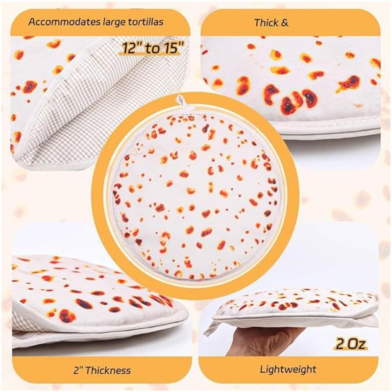 Insulated Tortillas Pouch Microwave Safe Bag For Heating Corn Shells Flatbreads Portable For Mexicans Meals Gatherings