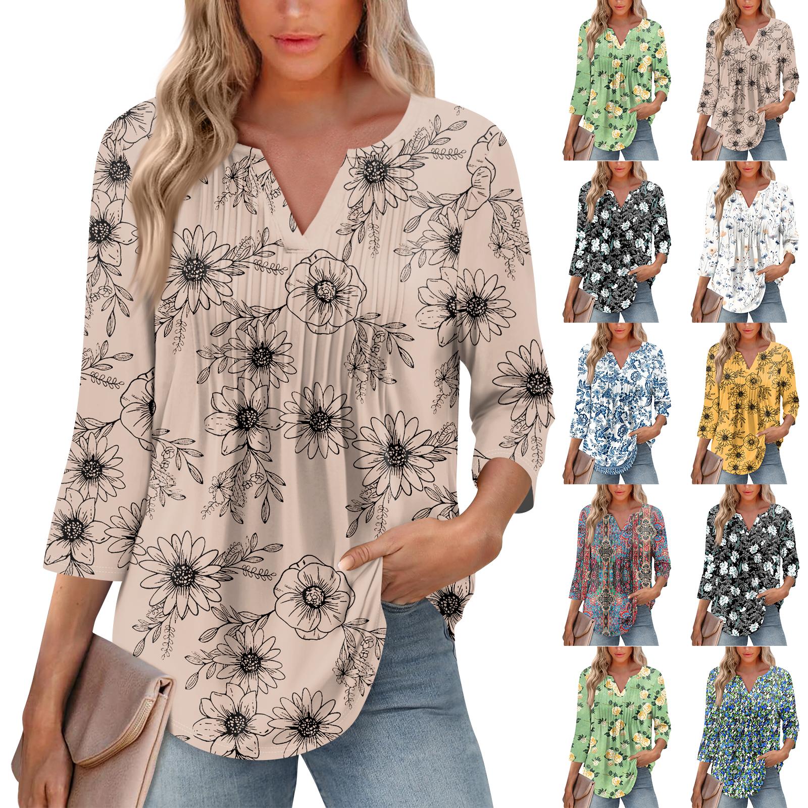 

Жіноча модна повсякденна плісирована однотонна футболка з V-подібним вирізом і рукавами сім чвертей XL жовтий