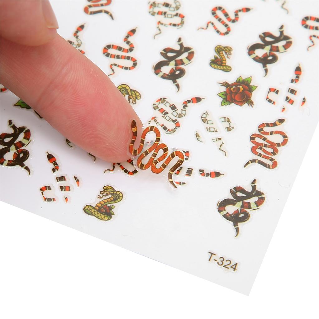 5Pcs Nail Art Stickers Snake Pattern Self Adhesive DIY Decorative Decals Supplies