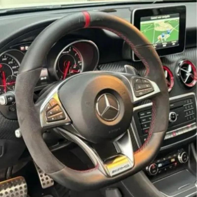 Customized Real Alcantara Steering Wheel Cover for Mercedes Benz W176 W246 W205 C117 R231 R172 AMG C43 Braid on Steering Wheel