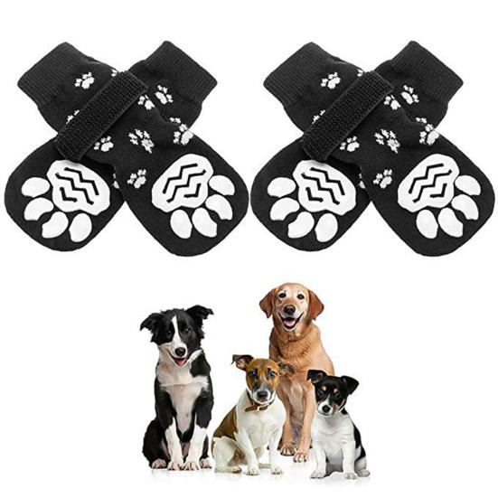 4Pcs Dog Socks Super Soft Fastener Tape Non-Slip Breathable Easy-wearing Decorative Cotton
