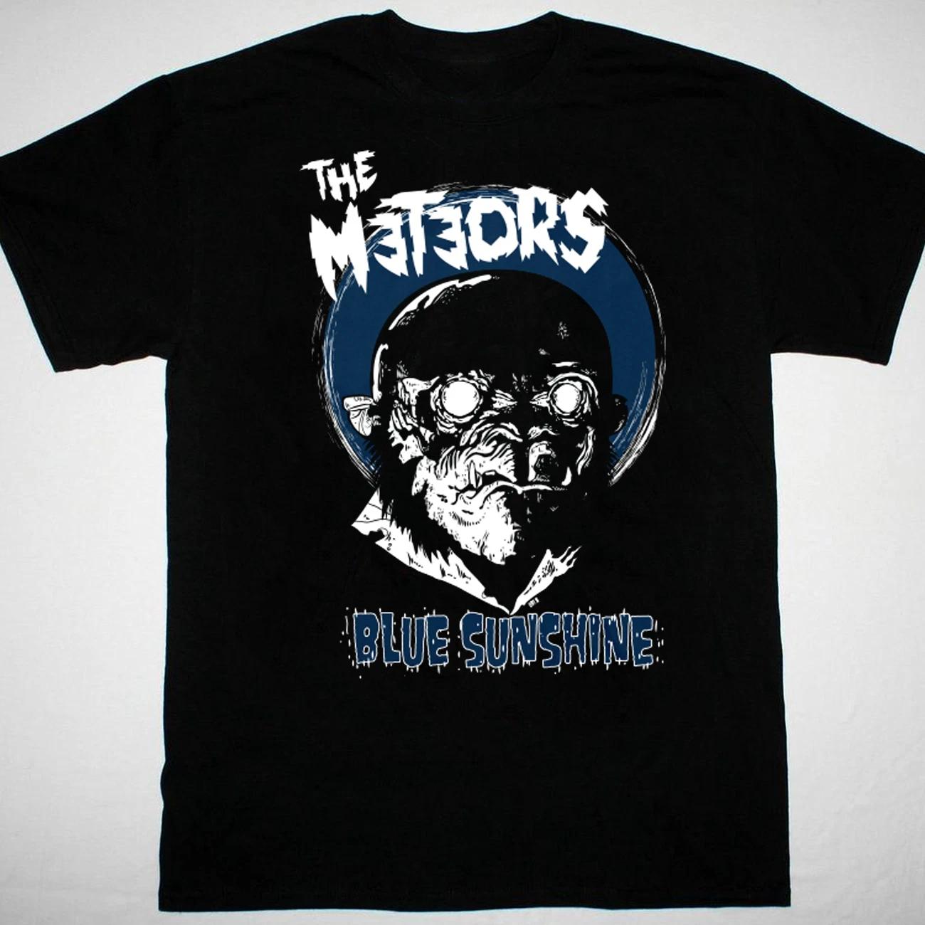 

The Meteors band blue sunshine T-shirt black Short sleeve S-5Xl 2F189 L