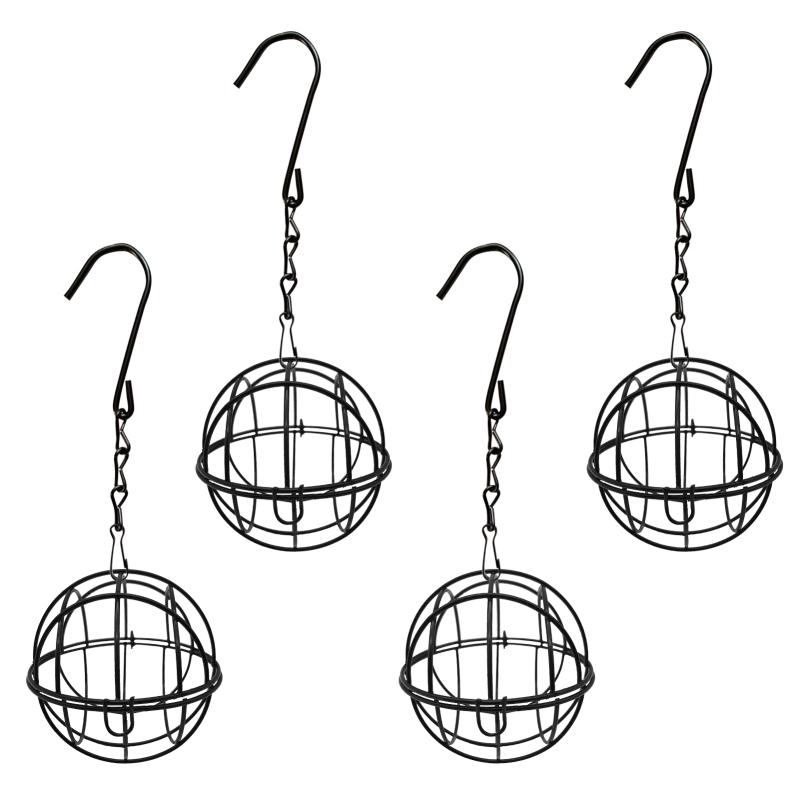 

4 шт., дикая природа, зяблик, домашний сад, толстый шарик, черный железный нержавеющий для уличной подвесной кормушки для воробьев и птиц с 4 крючками, Робин 4 PCS чёрный