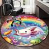 1 stuks Regenboog Axolotl & Vissen Rond Tapijt Kantoorstoel Mat, Anime Ontwerp, Festival Cadeau, Universeel voor Alle Seizoenen, Woondecoratie, Woonkamer, Slaapkamer