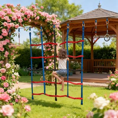 Kids Active Training Net Polyester Set Climbing Net Cargo Net Rope Ladder Fits Indoor/Outdoor Treehouse/GYM/Playground Obstacle