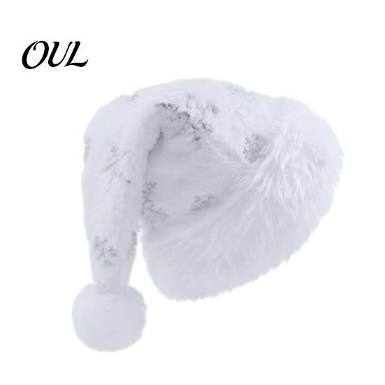Double Layer Thickened Velvet Hat Christmas Sparkly Sequins Santa for Adults, Plush Glitter Bling Warm Ear Protection Holiday Cap with Fluffy