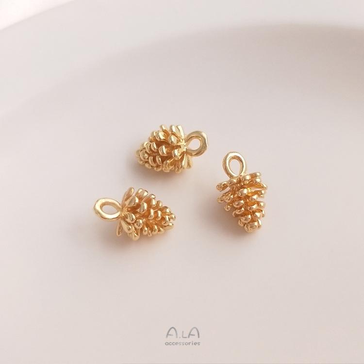 Gold-Filled Pine Cone Pendant: Handmade Crystal & Pearl Bracelet Accessory