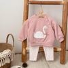 Swan Pattern Thick Knit Sweater & Pants Set for Babies & Children - Warm Two-Piece for Autumn/Winter