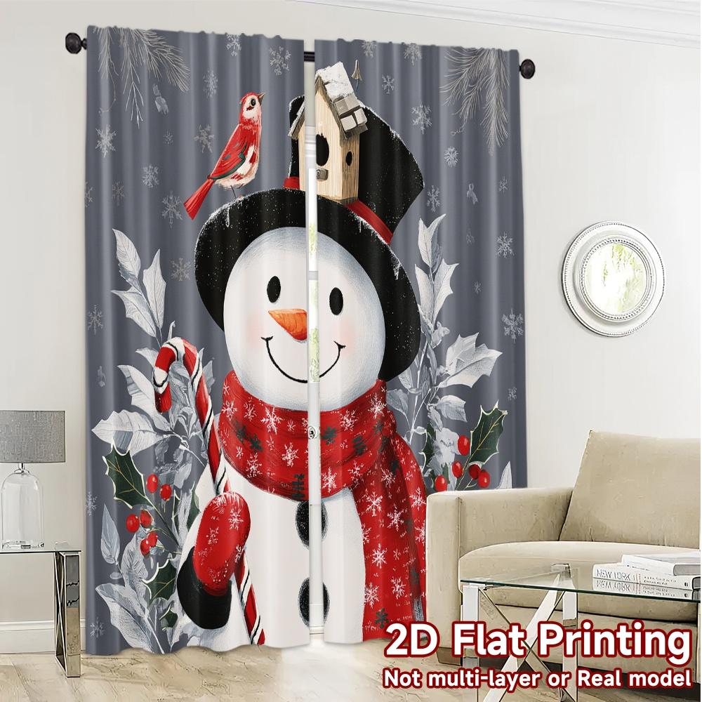 2D Flachdruck, JIT 2 Stück, Vorhänge (Ohne Stange) Festlicher Schneemann (2) Moderne Vorhänge Polyestervorhänge Heimdekoration Geeignet für