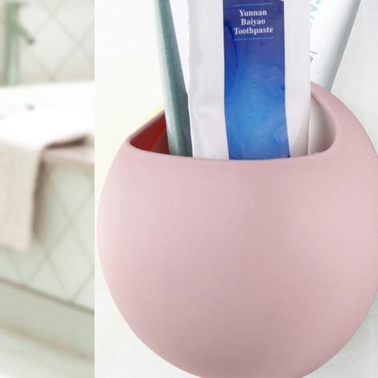 Wall Mount Storage Rack Toothbrush Toothpaste Holder Strain Bathroom Container