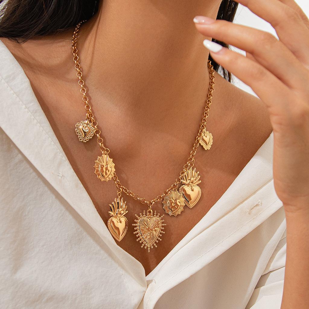 Retro Reluster Charm Neck For Women Evil Eye Cross Metal Necklace Ocean Element Shell Starfish Pendant Neck Chain Jewelry Chain