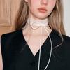 2er Set Temperament Trendig Falten Tragen Schwarz Weiß Spitze Band Choker Halskette für Damen Halsband Kette Schmuck Zubehör Geschenke