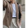 Women Plaid Blazer Autumn Winter Long Sleeve Double Breasted Checked Coat Formal Jacket Suit Lady Outerwear