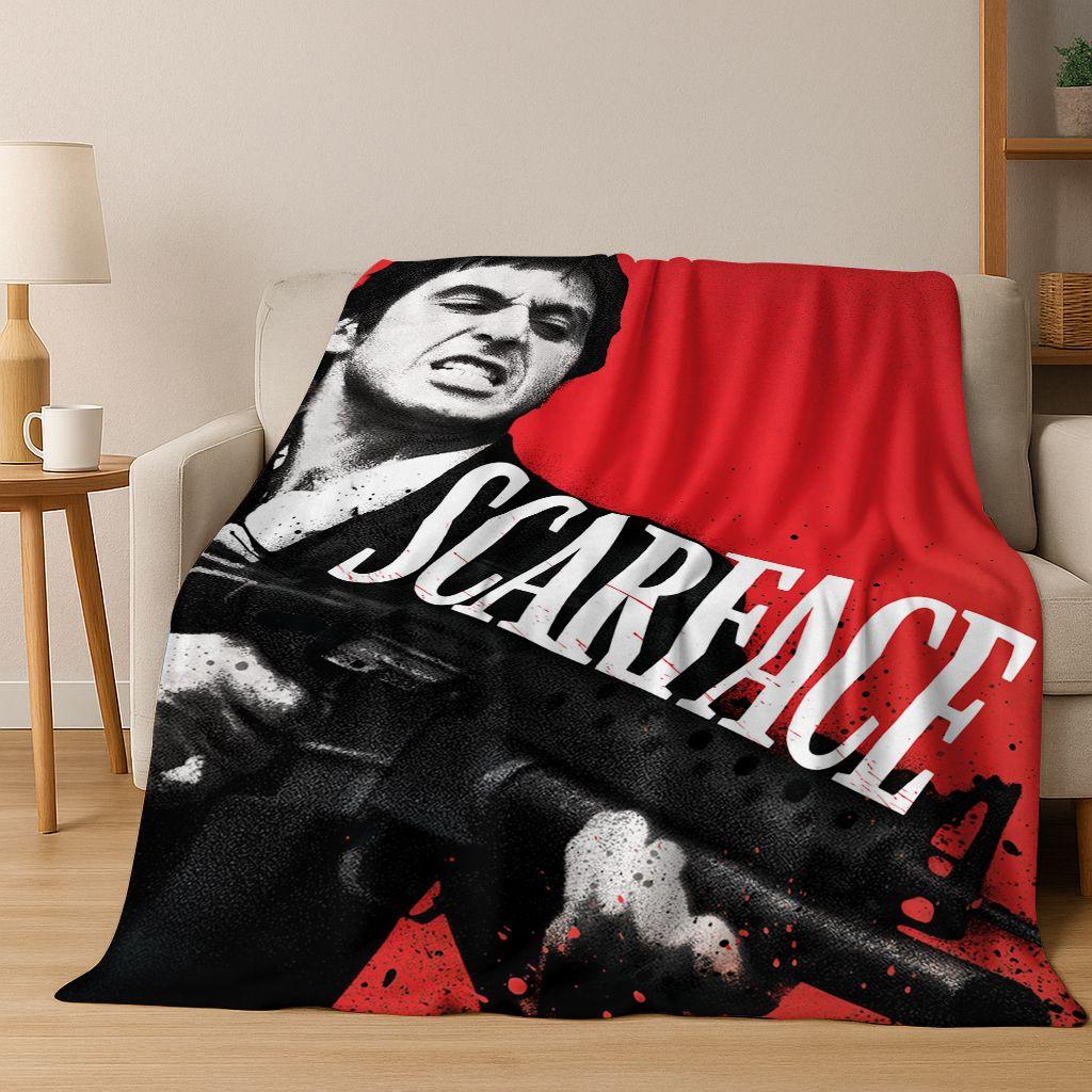 Classic Scarface Tony Montana Movie Art Flannel Blanket,Cozy Soft Throw Blanket for Home Bedroom Bed Sofa Picnic Cover Gift