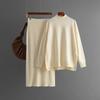 2 Pieces Knit Sets Women Maxi Skirt Tracksuits Winter Warm Turtleneck Sweater Ladies Long Skirt Two Pieces Sweater Sets