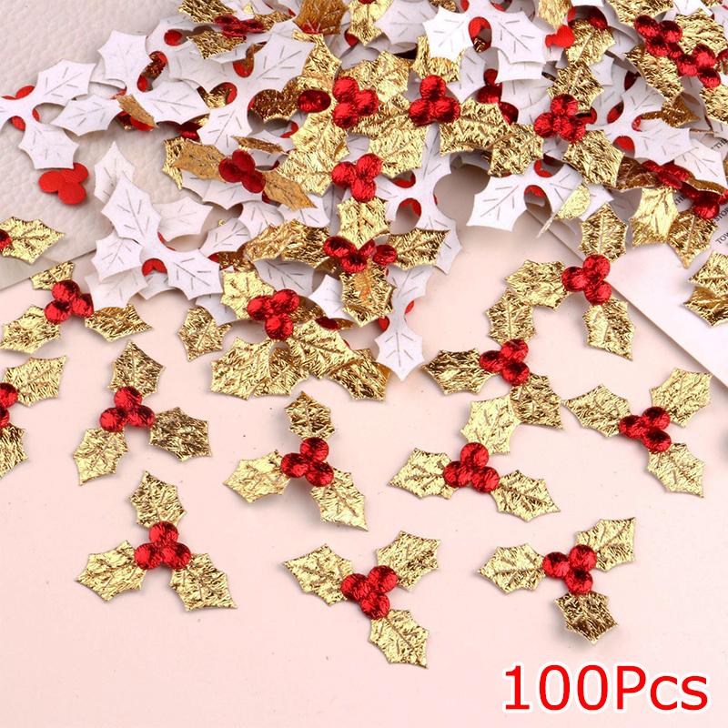 

100PCS/Pack Christmas Gift Box DIY Atmosphere Parties Environmentally Friendly Green Triangular Leaves Adorn Parties Festive 3.5cm 3.5cm