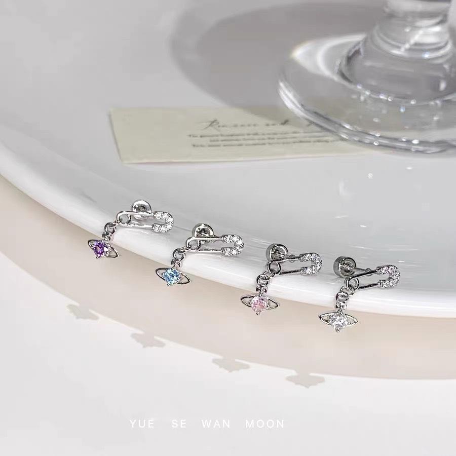 Versatile Titanium Saturn Stud Earrings – Super Shiny, Sleep-Friendly, Japanese-Korean Style for Cartilage or Piercing
