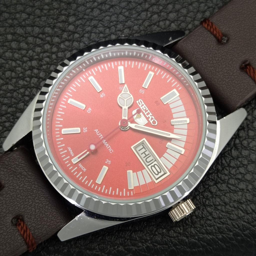 JAPAN VINTAGE REFURBISHED SEIKO 5 AUTOMATIC 6309A MENS RED DIAL WATCH A440707-4 Sk-a440707