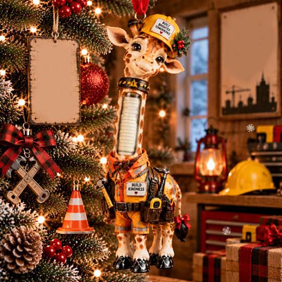 Giraffenmuster Hängende Ornamente Weihnachten Geldhalter Ornament, Acryl Geldklammer Dekoration für Leichte Dekorationen Baumtasche Auto, Süßer Beruf
