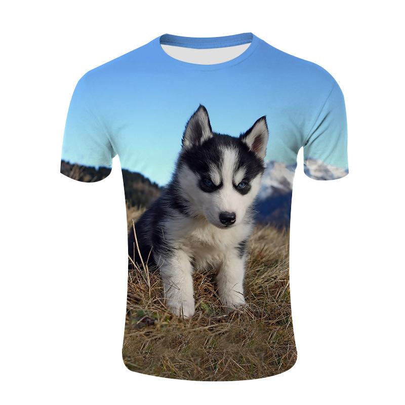 

Summer 3D Digital Husky Series Printed Fashionable Children s Casual Comfortable Short Sleeved T-shirt 170