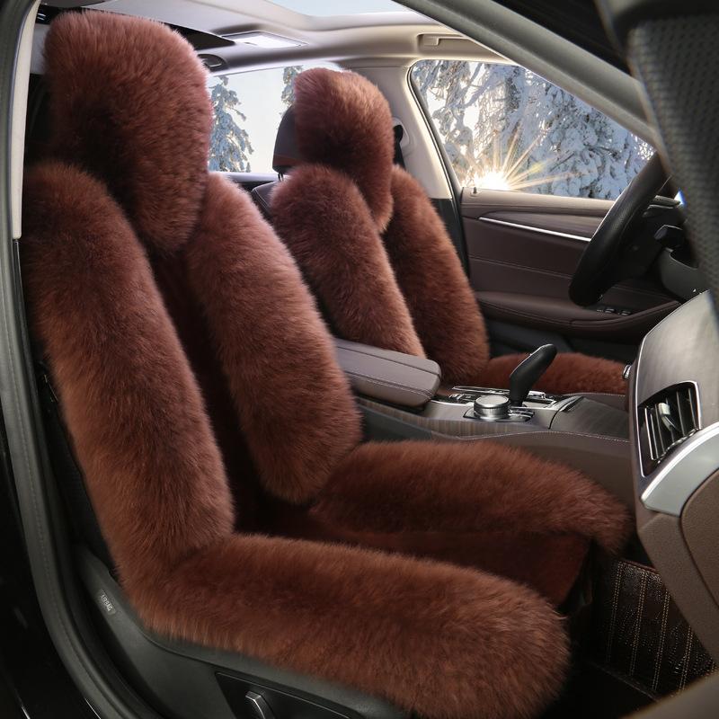 1PC New Sheepskin Fur Car Seat Cover Universal Wool Car Cushion Front Car Seat Cover Car Accessories Car Seats Car-styling Car Interior Christmas Gift