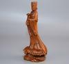 Chinese Natural Boxwood Carved Mazu Figure Statue Wooden Sculpture Home Decor