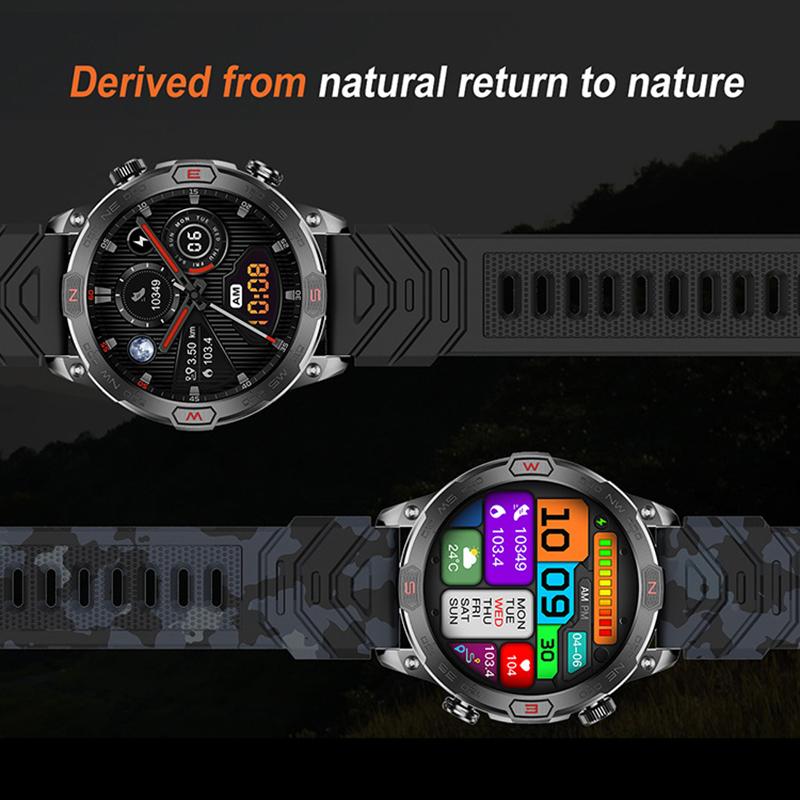 SCIONE Smart Watch Heart Rate Bluetooth Call Voice Assistant Compass Flashlight Step Outdoor Sports Watch