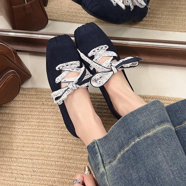 Vintage Design Sensibility Women's Shoes Spring 2025 New Style Korean Version Mary Sandals Mid-High Heel Casual Ladies Footwear