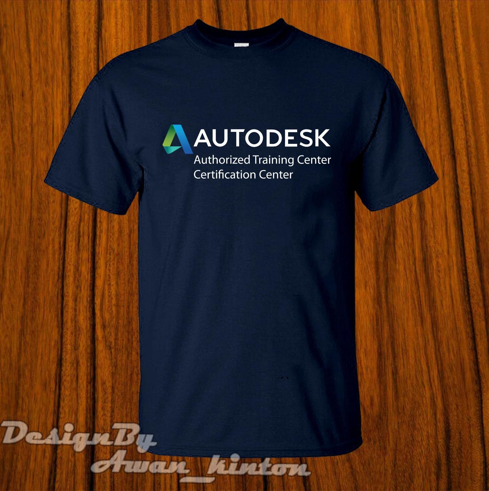 Men s and Women s T-shirts Shirt Autodesk Funny Logo Tshirt Dark Blue Color Made In Usa L