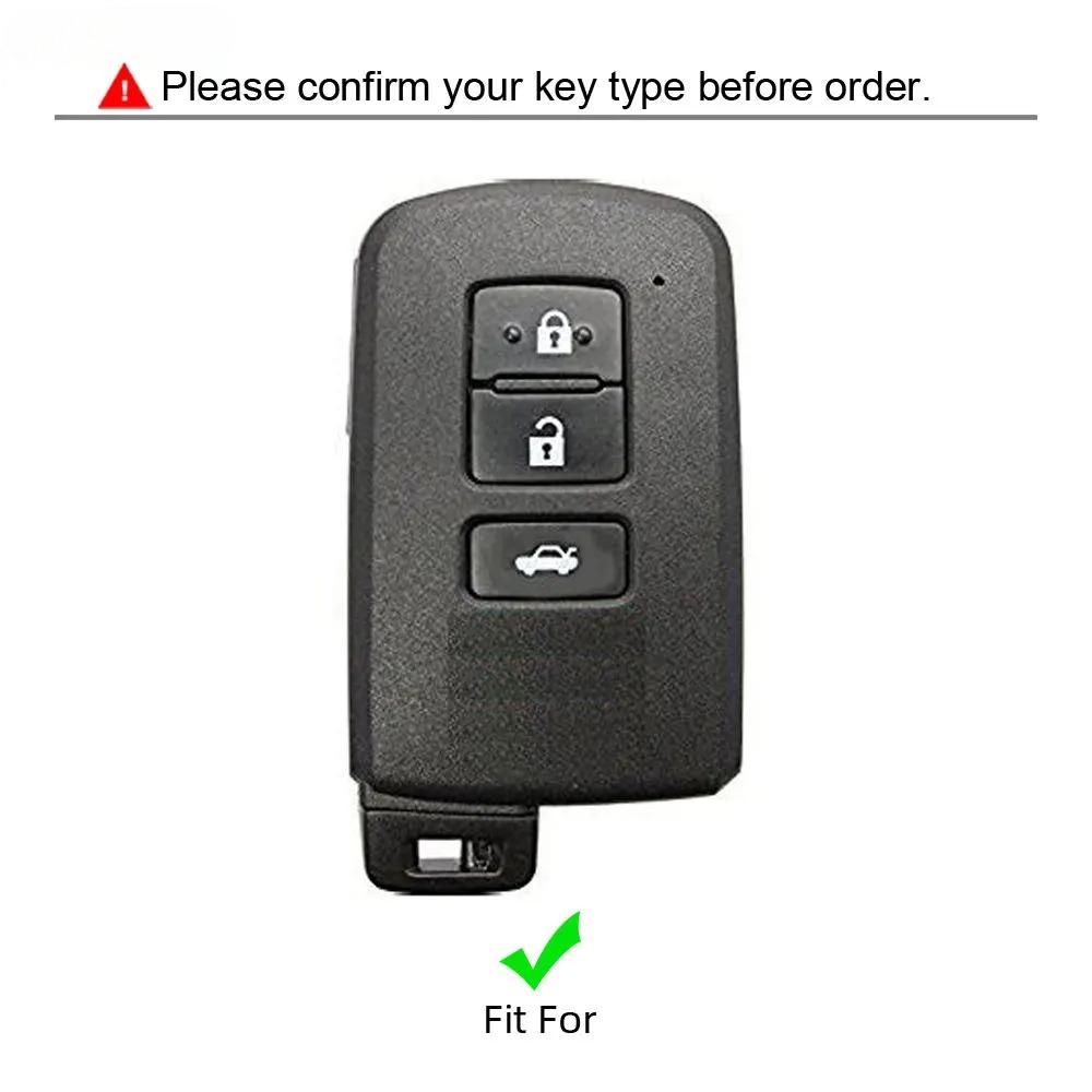 Leather Car Key Case For Toyota Camry Rav4 Highlander Land Cruiser Harrier 3 Button Smart Keyless Remote Control Protector Cover