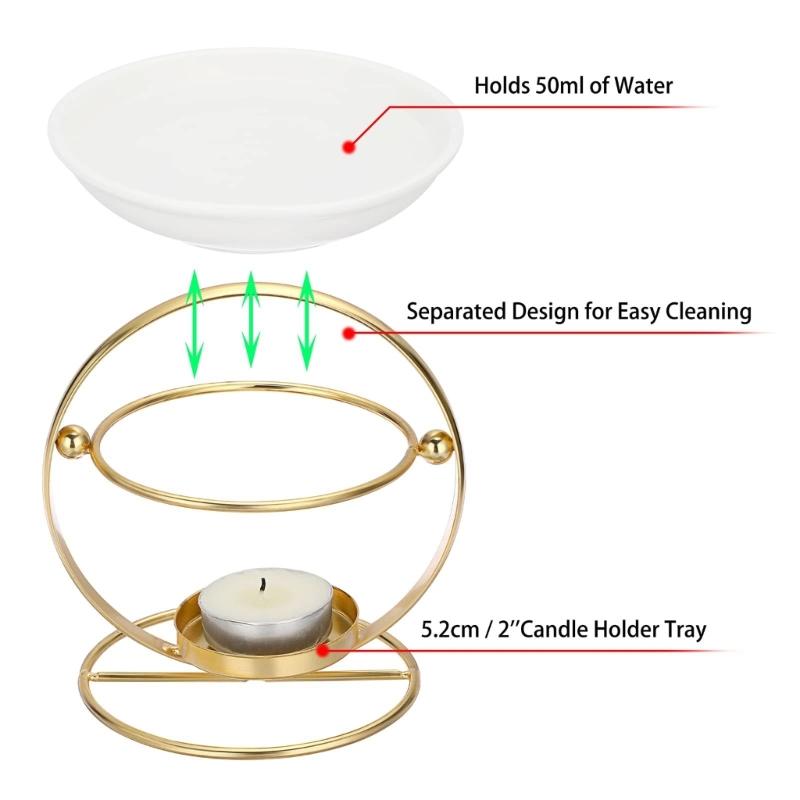 High Temperatures Resistant Ceramics Wax Melt Burners Essential Oil Diffuser Metal Tealight Stand for Relaxing Ambiances