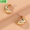 Open Wide Textured Hoop Earrings For Women Chunky C Shaped Twist Circle Earrings Statement Round Earrings Geometric Jewelry