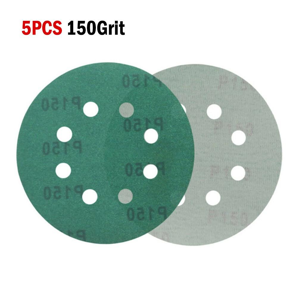 5Inch 8Hole Sanding Discs& Wet Dry PET Film Green Sandpaper Polishing