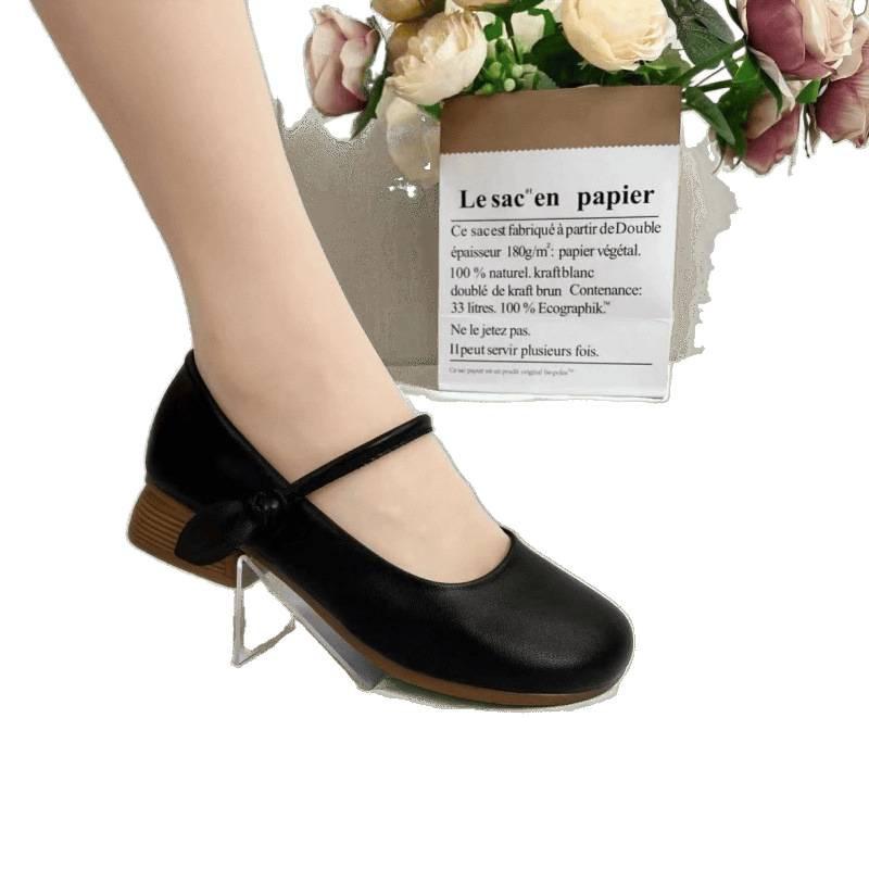 Soft-soled single shoes 2025 spring and summer new French mother comfortable rare shoes shallow mouth Mary women's shoes leather shoes single shoes