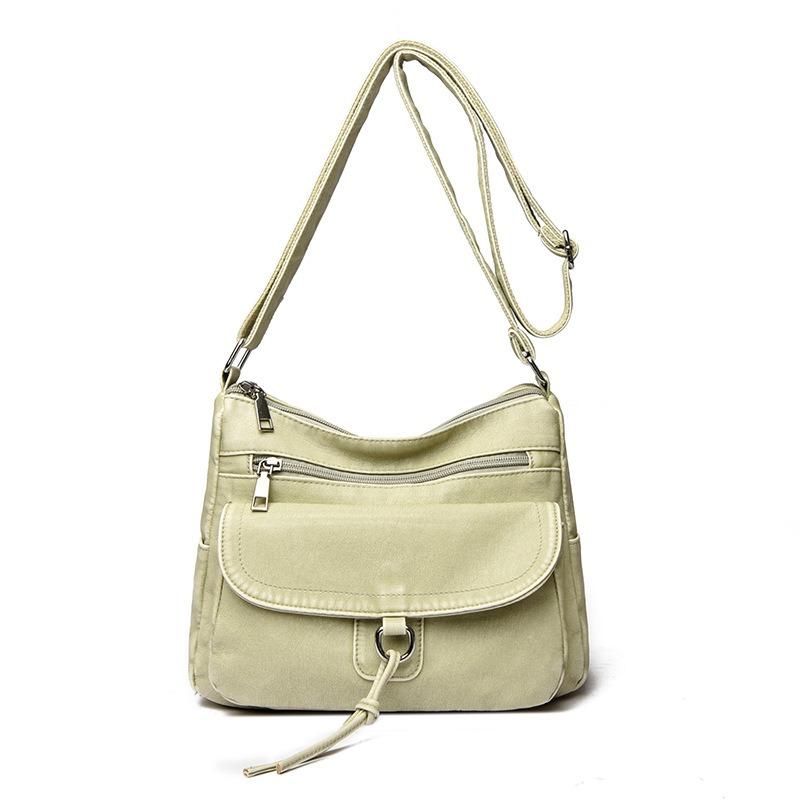 Women's bag Multi-pocket stylish and simple shoulder bag Casual light texture Large capacity messenger women's bag