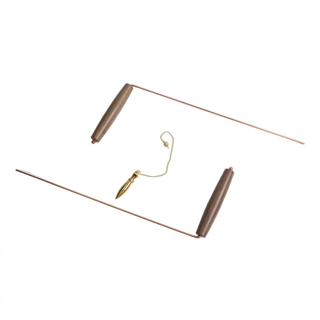 Complete Divination Set With Walnut Handle Dowsing Rods And Brass Tools