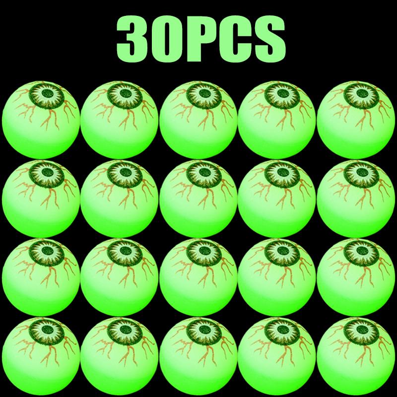 5/50pcs Glow In The Dark Bouncy Ball Halloween Eyeball Decoration Haunted House Home Bar Horror Props Luminous Fake Eyeballs
