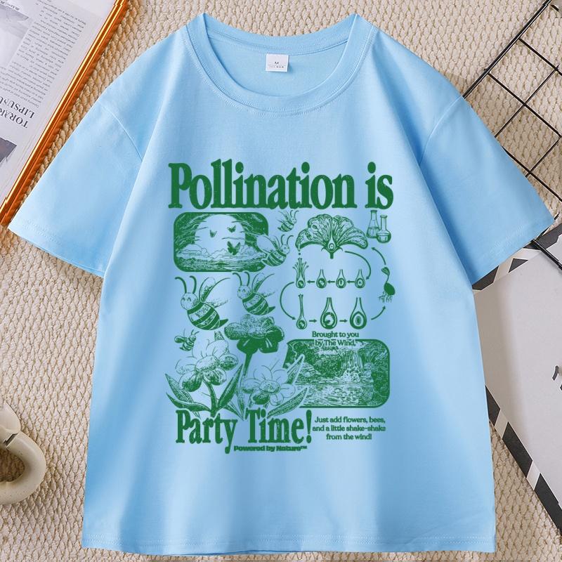 

Bee Pollination Vintage TShirt Funny Retro Insect Flower Graphic Tee 90s Science Nature T Shirt Summer Cotton Short Sleeve Tee 4XL